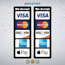 Check spelling or type a new query. Amazon Com Pack Of 2 Pcs Credit Card Logo Decal Waterproof Vinyl Sticker We Accept Visa Mastercard Discover Ae Apple Pay Store Cashier Counter Pos Lable Office Products