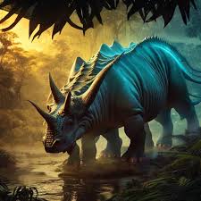 a triceratops with rows of long sharp