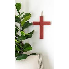 Red Reclaimed Old Wooden Wall Cross