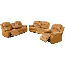 recliner pu sofa set in ginger