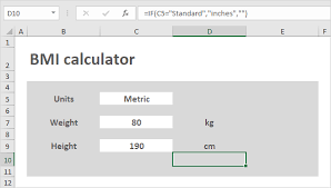 Bmi Calculator In Excel In Easy Steps