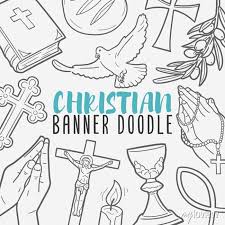 doodle banner icon religion