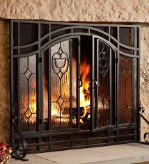 Two Door Fireplace Screen With Glass