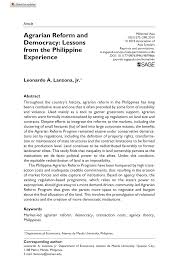 While empirical estimates show that globalisation has positively affected the. Pdf Agrarian Reform And Democracy Lessons From The Philippine Experience