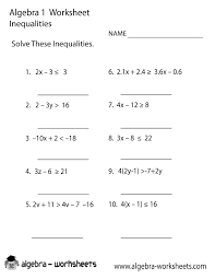 Inequalities Algebra 1 Worksheet Printable
