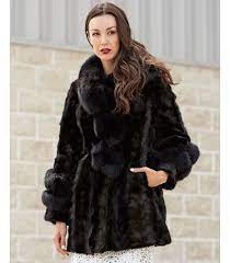 Shiloh Black Mink Coat With Fox Collar