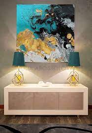 Gold Leaf Abstract Painting Black Gold