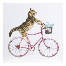 Cat On A Bicycle Canvas Wall Art 12