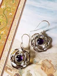 Earrings For Woman Amethyst Earrings Israeli Designer Jewelry Sterling Silver Earrings