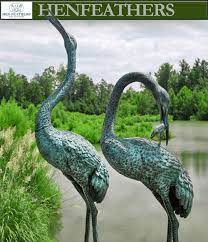 Cranes Bronze Duet Sculpture