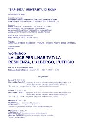 workshop LA LUCE PER L'HABITAT: LA RESIDENZA, L'ALBERGO ...