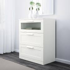 3 Drawer Dresser White Frosted Glass