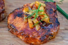 grilled pork chops with caramelized