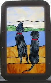 Black Labs Stained Glass In Rv Door