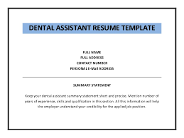 Dental Assistant Resume Template Pdf