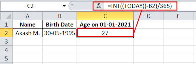 how to calculate age in excel javatpoint