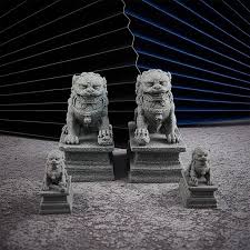 2pcs Chinese Style Lions Statues Garden