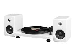 White record player with speakers. Innovative Technology Sid1g9cu1gk Victrola Modern 3 Speed Bluetooth Turntable With 50 Watt Speakers White Piano Finish