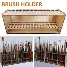 67 holes paint brush holder wooden