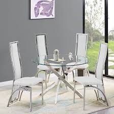 Daytona Round Glass Dining Table With 4