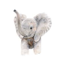 baby elephant watercolor nursery art