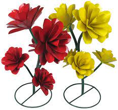 Painted Metal Garden Art Flowers With 5
