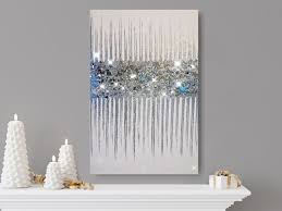 Silver Glam Glass Glitter Wall Art
