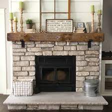 Rustic Fireplace Mantel With Metal