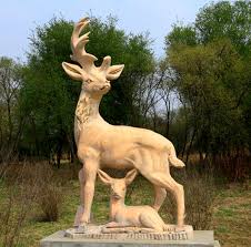 Sika Deer Stone Sculpture Animal