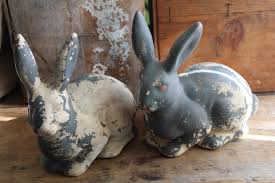 Vintage Ceramic Rabbits Shabby Style