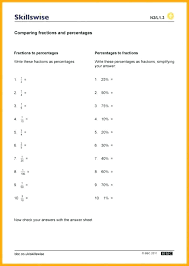 Fractions Decimals And Percents Worksheets Grade 7