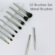 10pcs silver metal handle makeup brush