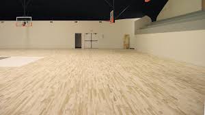 wood basketball court floor is install