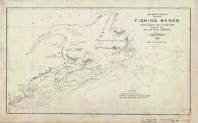 1918 Nautical Chart Map Of Atlantic Ocean Fishing Banks New