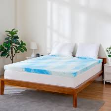 subrtex high density cooling 4 gel memory foam mattress topper queen in blue sbtmt l40q