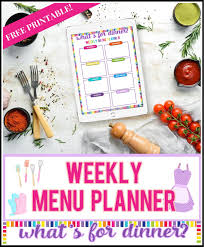 printable weekly menu planner