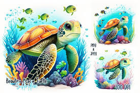 Beautiful Ocean Turtle Wall Art Graphic