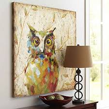 Hand Painted Colorful Owl Canvas Art