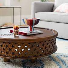 Lattice Carved Coffee Table In Round