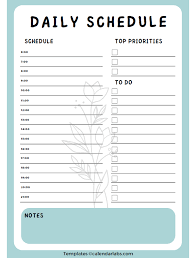 daily schedule template pdf free