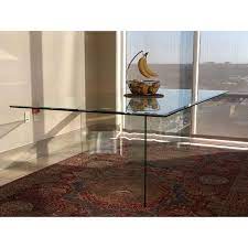 angled glass dining table base set