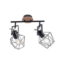 Industrial Ceiling Lamp Black With Wood