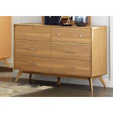 Contemporary Wooden Dresser With 6 Drawers Light Ash Brown Walmart Com Walmart Com