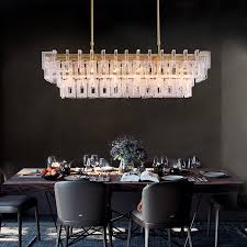 Modern Rectangular Crystal Linear Chandelier Dining Room Pendant Light Sofary