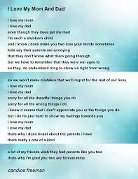 i love my mom and dad poem by candice