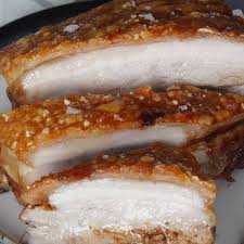 roast pork belly in the oven a food