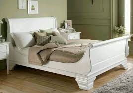 white sleigh bed wooden king size bed