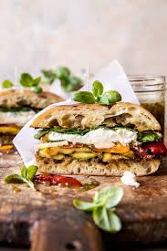 grilled vegetable burrata sandwich with