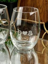 Personalized Stemless Wine Glasses With