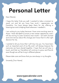 personal letter templates word